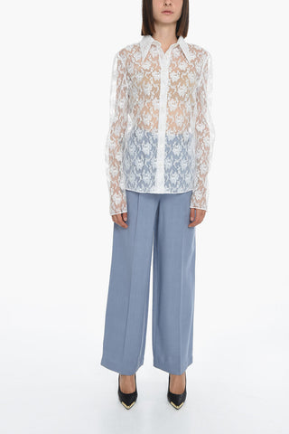 Laced Shirt with Pointed Collar