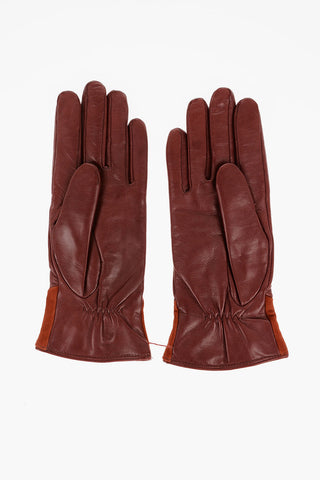 Leather Gloves with Sued Details