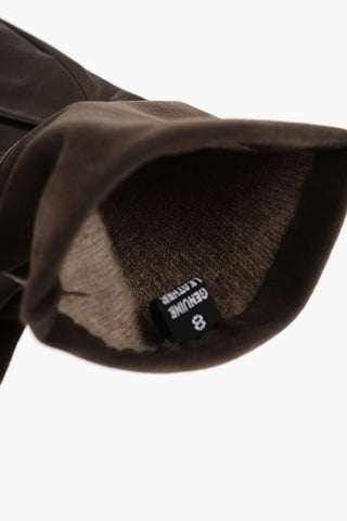 Guanti in Pelle con Fodera in Cashmere e Inserto in Camoscio
