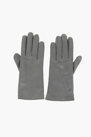 Solid Color Leather Gloves with Cashmere Lining