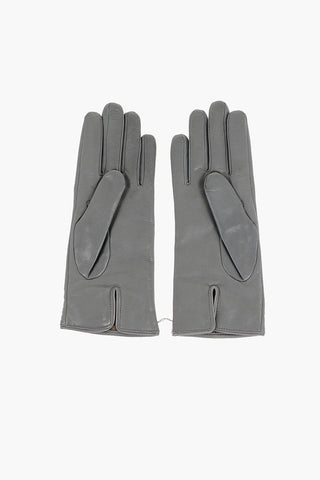 Solid Color Leather Gloves with Cashmere Lining