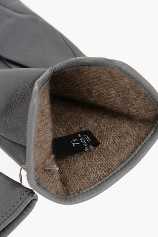 Solid Color Leather Gloves with Cashmere Lining