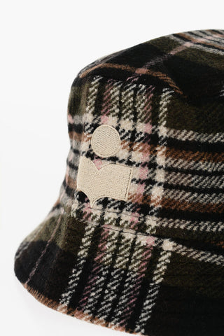 Plaid Motif HALEYH Bucket Hat with Embroidered Logo