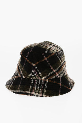 Cappello Bucket HALEYH Motivo Plaid con Logo Ricamato