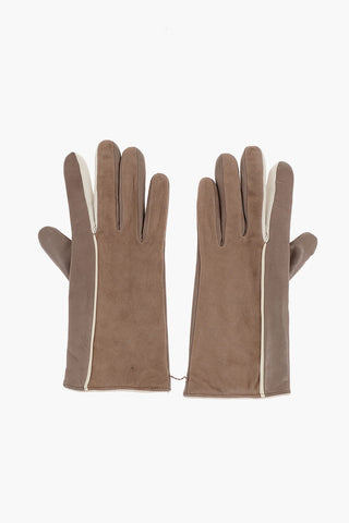 Guanti in Pelle a Tinta Unita con Fodera in Cashmere