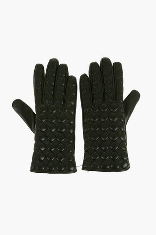 Leather Gloves with Embossed Details and Cashmere Lining