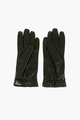 Leather Gloves with Embossed Details and Cashmere Lining
