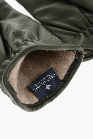 Leather Gloves with Embossed Details and Cashmere Lining