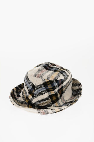 Cappello Bucket HALEYH Motivo Plaid con Logo Ricamato