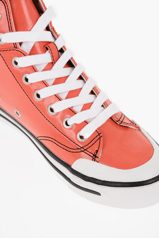 Patent Faux Leather S-ATHOS High-Top Sneakers with Contrasting Details