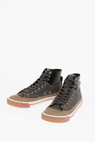 Cotton and Leather S-ATHOS High-Top Sneakrs