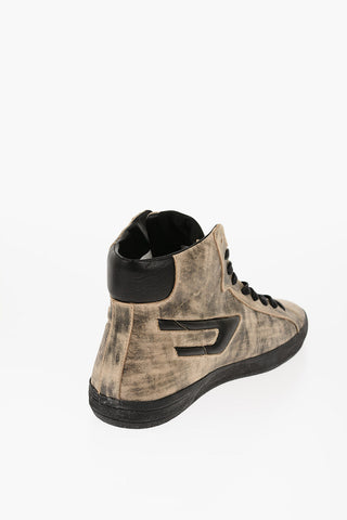 Acid Wash Effect Leather S-LEROJI Low Top Sneakers