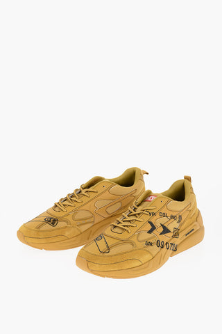 Leather S-SERENDIPITY SPORT Low-Top Sneakers with Suede and Written Details