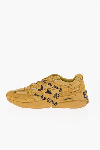 Leather S-SERENDIPITY SPORT Low-Top Sneakers with Suede and Written Details