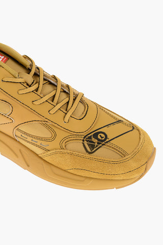 Leather S-SERENDIPITY SPORT Low-Top Sneakers with Suede and Written Details