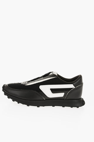 Leather and Mesh S-RACER EVO Low Top Sneakers with Contrasting Details