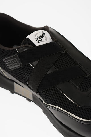 Leather and Mesh S-RACER EVO Low Top Sneakers with Contrasting Details