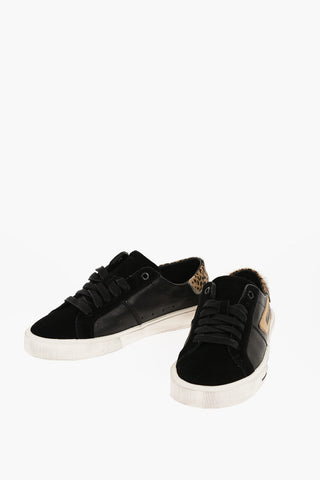 Solid Color Leather S-MYDORI LL Low-Top Sneaker With Animal Details