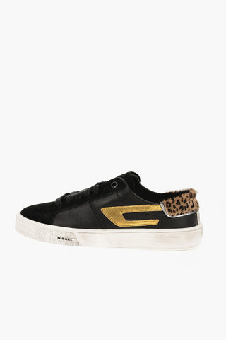 Solid Color Leather S-MYDORI LL Low-Top Sneaker With Animal Details