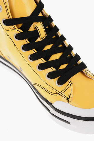 Patent Faux Leather S-ATHOS High-Top Sneakers with Contrasting Details