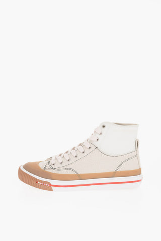 Cotton and Leather S-ATHOS High-Top Sneakrs