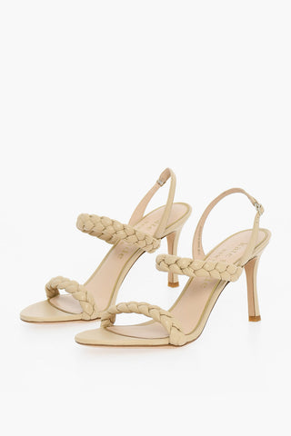 Leather SAFFRON Sandals with Braided Details Heel 10cm