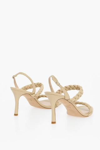 Leather SAFFRON Sandals with Braided Details Heel 10cm