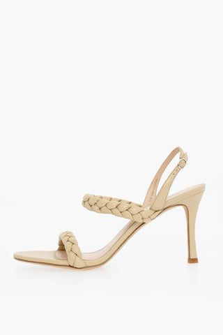 Leather SAFFRON Sandals with Braided Details Heel 10cm
