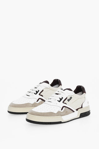 Vintage Effect Leather and Fabric RACING Low Top Sneakers