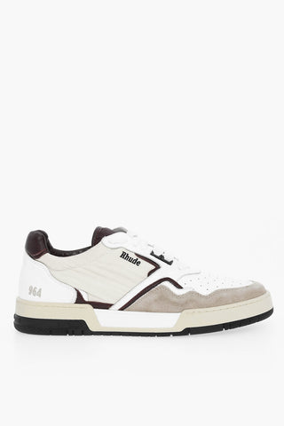 Vintage Effect Leather and Fabric RACING Low Top Sneakers