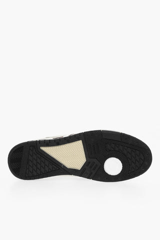 Vintage Effect Leather and Fabric RACING Low Top Sneakers