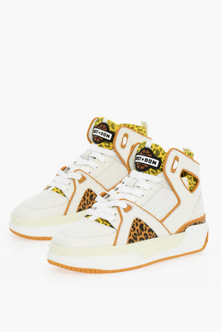 Leather and Fabric BASKETBALL JD1 High-Top Sneakers with Animal Patterned Details