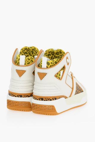 Leather and Fabric BASKETBALL JD1 High-Top Sneakers with Animal Patterned Details