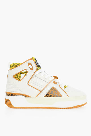 Leather and Fabric BASKETBALL JD1 High-Top Sneakers with Animal Patterned Details