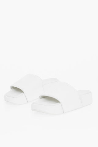 Slides in Pelle a Tinta Unita con Platform 4.5cm