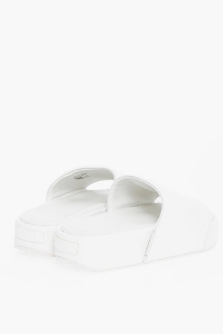 Slides in Pelle a Tinta Unita con Platform 4.5cm