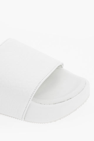 Slides in Pelle a Tinta Unita con Platform 4.5cm
