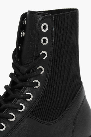 Solid Color Leather and Fabric D-ALABHAMA EC Combat Boots