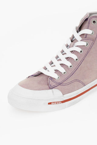Canvas S-ATHOS High-Top Sneakers with Visible Stitching