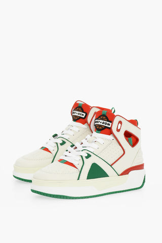 Leather and Fabric BASKETBALL JD1 High-Top Sneakers with Contrasting Details