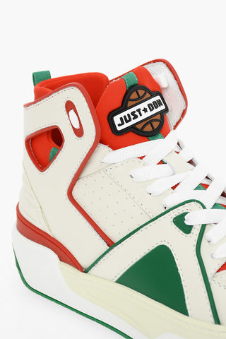 Leather and Fabric BASKETBALL JD1 High-Top Sneakers with Contrasting Details