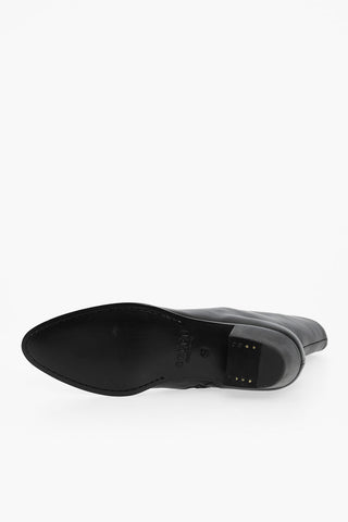 Leather Point Toe Ankle Boots with Side Zip Heel 5cm