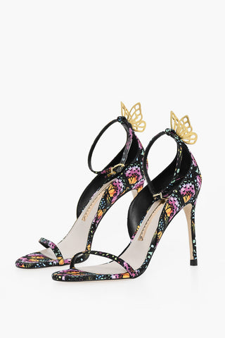 Patterned MARIPOSA Ankle-Strap Sandals with Golden Metal Butterfly Heel 10.5cm