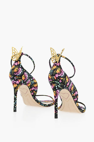 Patterned MARIPOSA Ankle-Strap Sandals with Golden Metal Butterfly Heel 10.5cm
