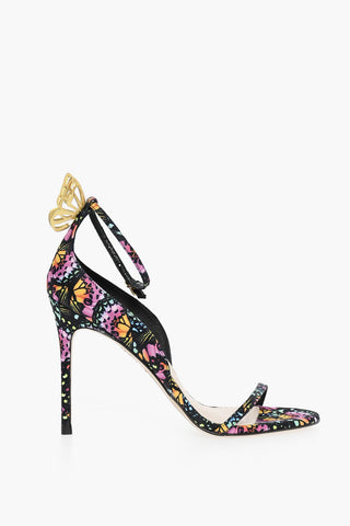 Patterned MARIPOSA Ankle-Strap Sandals with Golden Metal Butterfly Heel 10.5cm