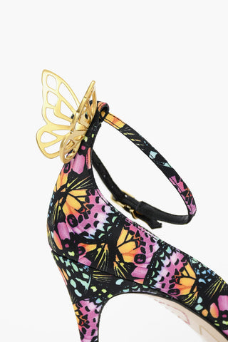 Patterned MARIPOSA Ankle-Strap Sandals with Golden Metal Butterfly Heel 10.5cm