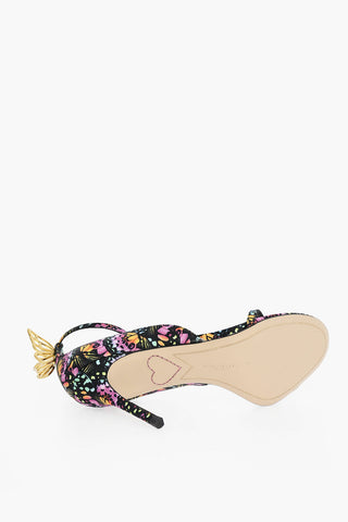 Patterned MARIPOSA Ankle-Strap Sandals with Golden Metal Butterfly Heel 10.5cm