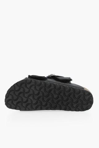 Leather ARIZONA Sandals with Double Buckle and Shearling Lining