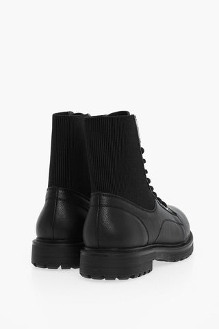 Solid Color Leather and Fabric D-ALABHAMA EC Combat Boots