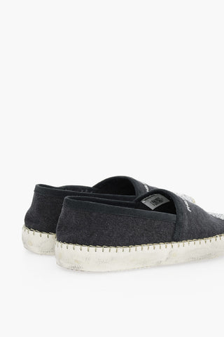 Vintage Effect Canvas MARSEILLE Slip-On Sneakers with Suede Trims and Glittered Toe